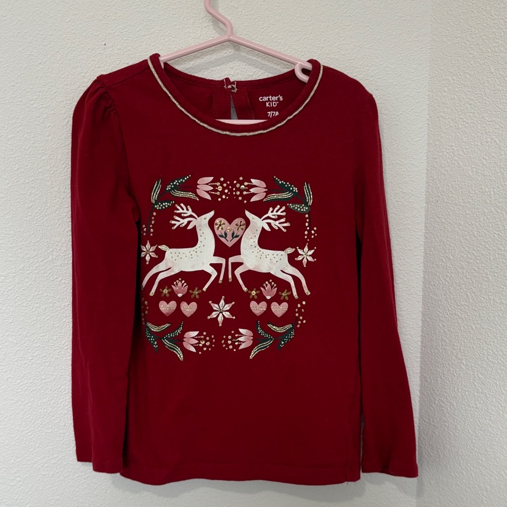 Carter's Festive Red Reindeer Shirt